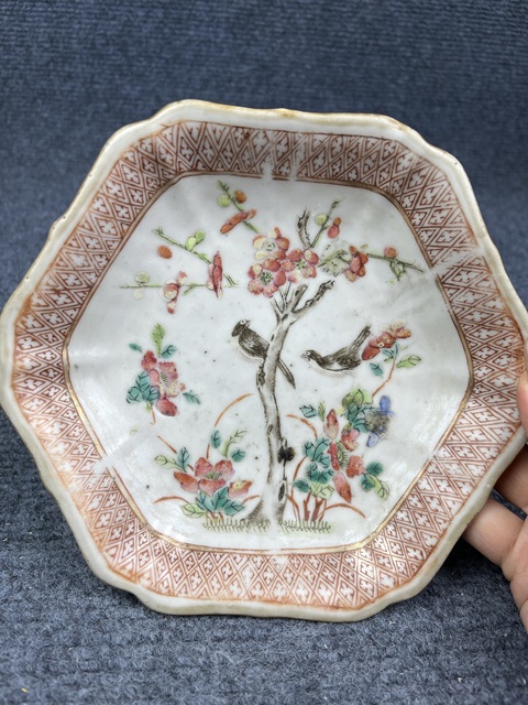 古玩陶瓷粉彩花鳥紋供盤拍賣，當前價格1288元