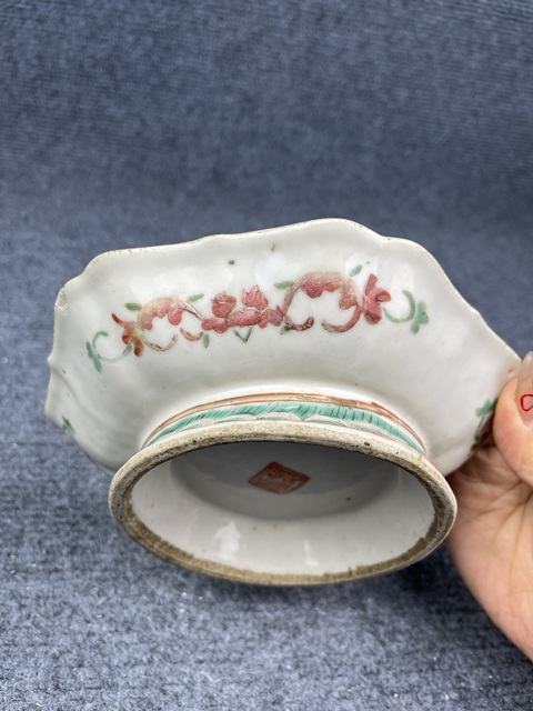古玩陶瓷粉彩花鳥紋供盤拍賣，當前價格1288元