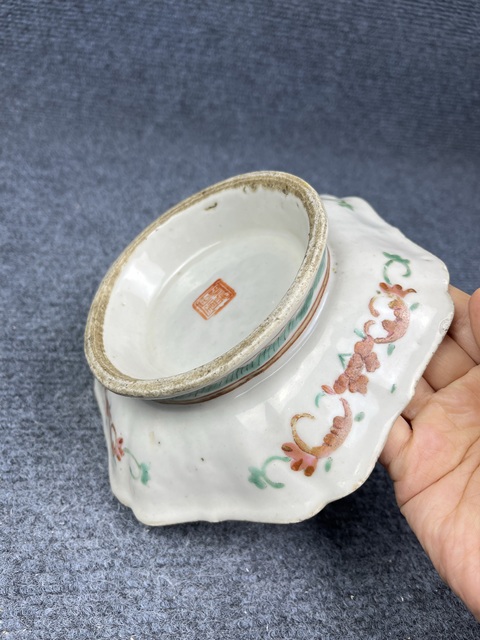 古玩陶瓷粉彩花鳥紋供盤拍賣，當前價格1288元