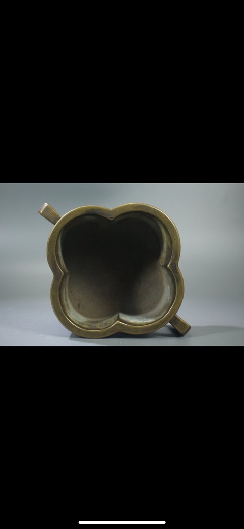古玩銅器銅雙耳花型爐真品鑒賞圖