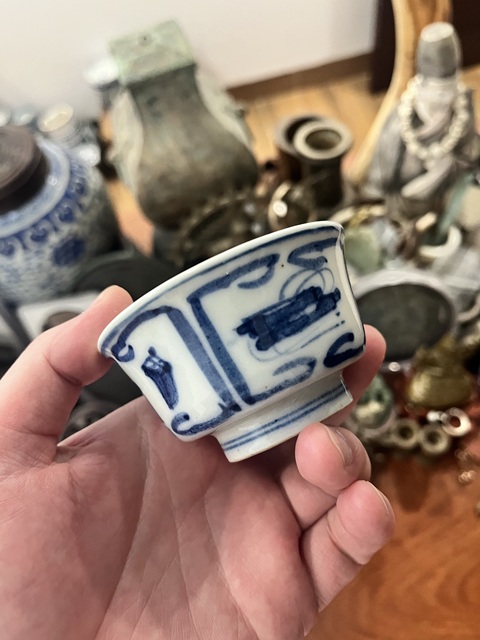 古玩陶瓷清末青花杯拍賣，當前價格399元