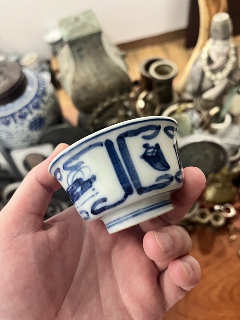 古玩陶瓷清末青花杯拍賣，當前價格399元