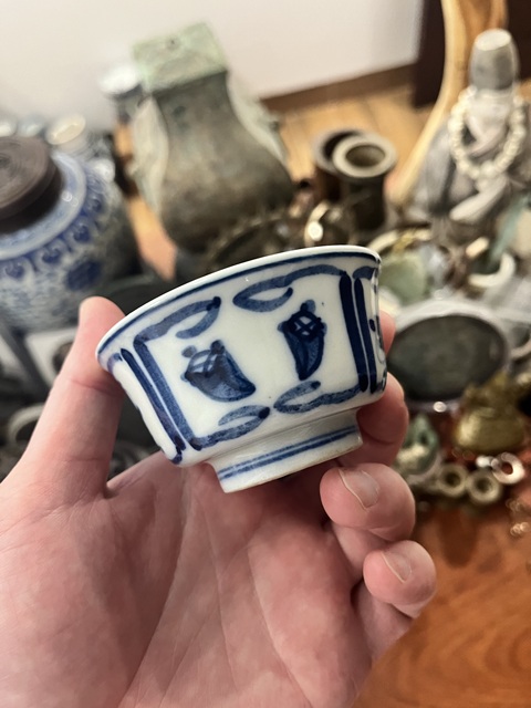 古玩陶瓷清末青花杯拍賣，當前價格399元