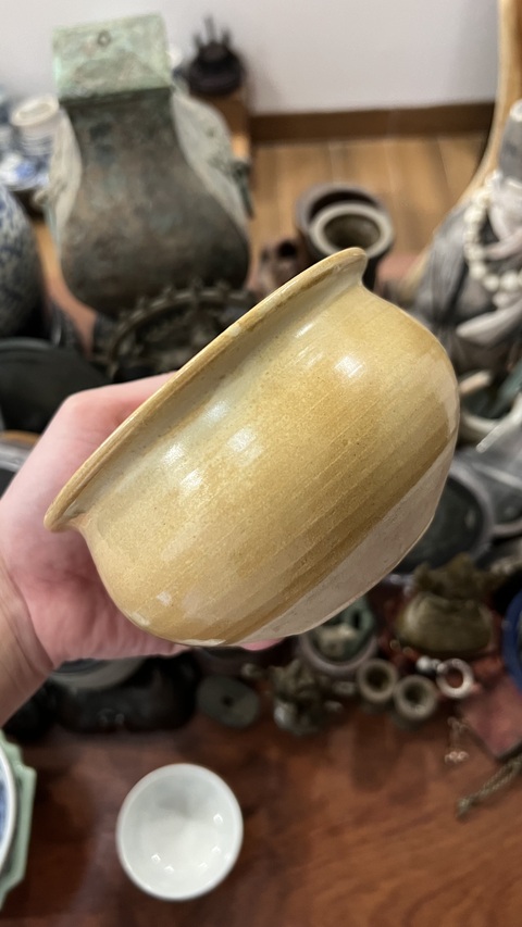 古玩陶瓷清代黃釉香爐拍賣,當前價格299元