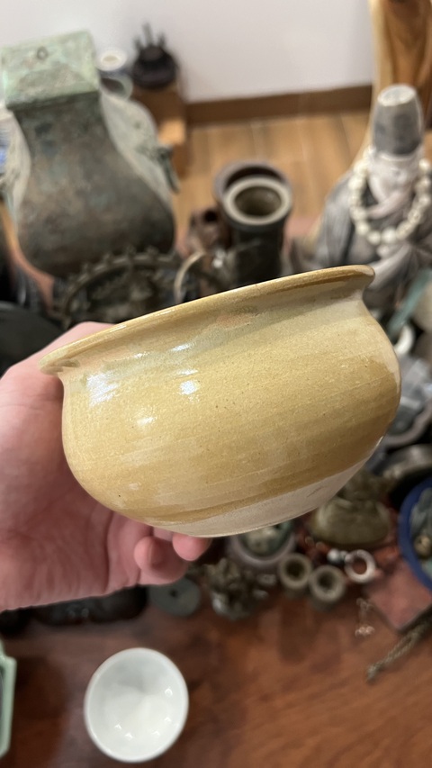 古玩陶瓷清代黃釉香爐拍賣,當前價格299元