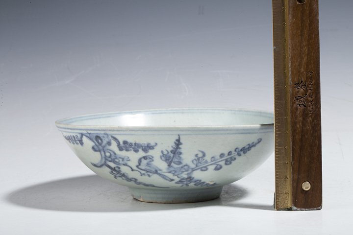 古玩陶瓷明晚期·青花喜上眉梢紋碗拍賣,當前價格188元