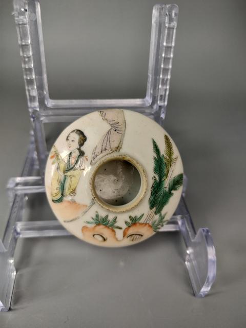 古玩陶瓷晚清粉彩侍女人物水盂拍賣,當前價格2588元