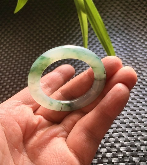 古玩玉器清代天然翡翠掛圈袈裟環拍賣，當前價格4500元