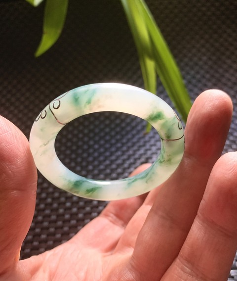 古玩玉器清代天然翡翠掛圈袈裟環拍賣，當前價格4500元