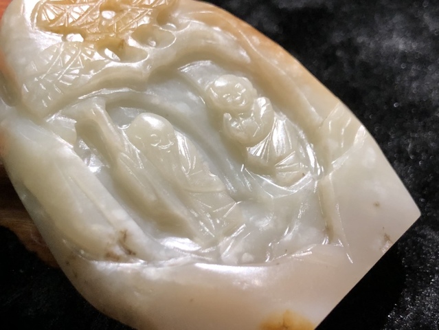 古玩玉器清代和田玉雕“福壽”擺件拍賣，當前價格11000元