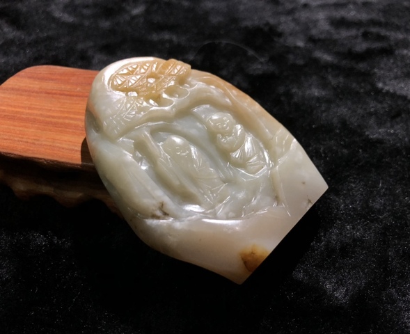 古玩玉器清代和田玉雕“福壽”擺件拍賣，當前價格11000元