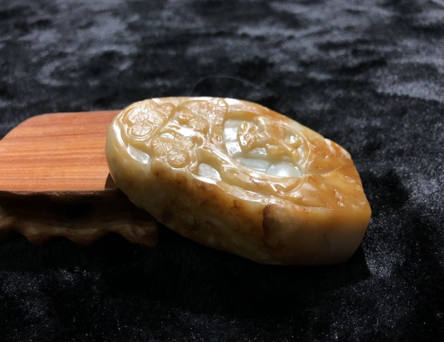 古玩玉器清代和田玉雕“福壽”擺件拍賣，當前價格11000元