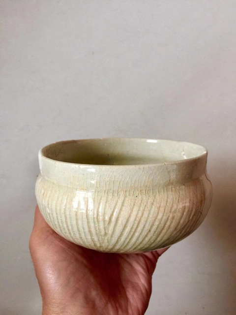 古玩陶瓷湖田窯影青釉條紋直口缽拍賣，當前價格3888元