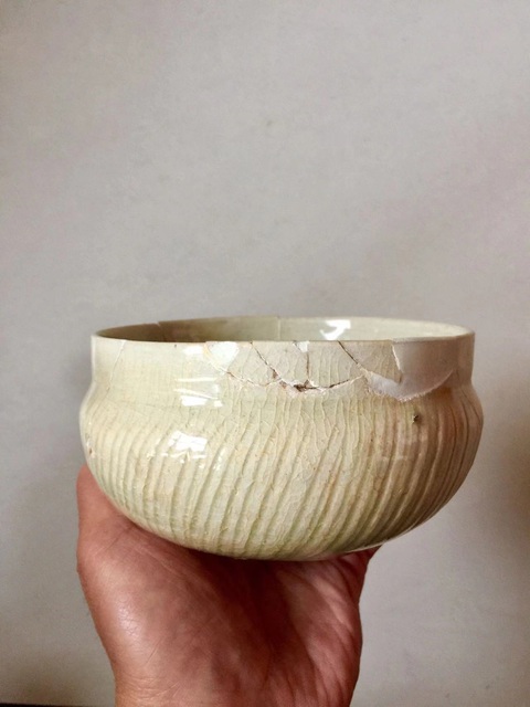 古玩陶瓷湖田窯影青釉條紋直口缽拍賣，當前價格3888元
