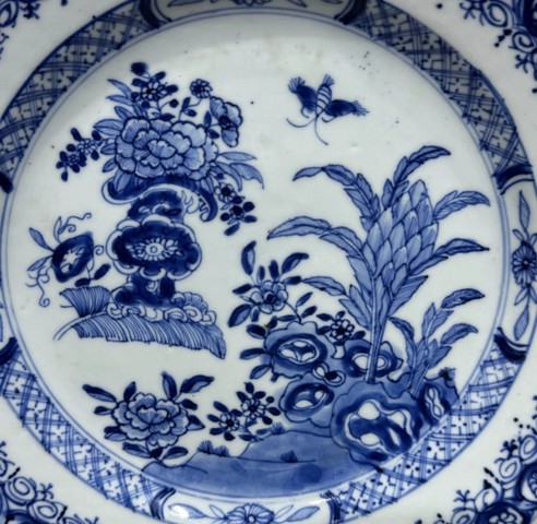 古玩陶瓷清雍正花卉紋青花盤拍賣,當前價格999元