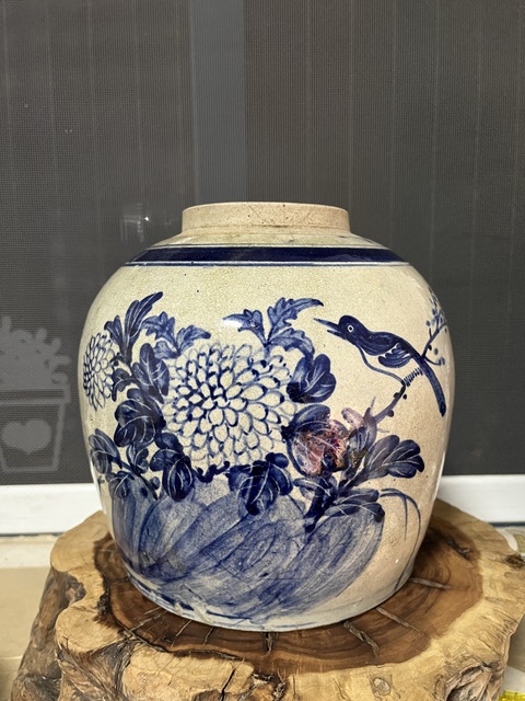 古玩陶瓷花鳥紋青花罐拍賣,當前價格588元