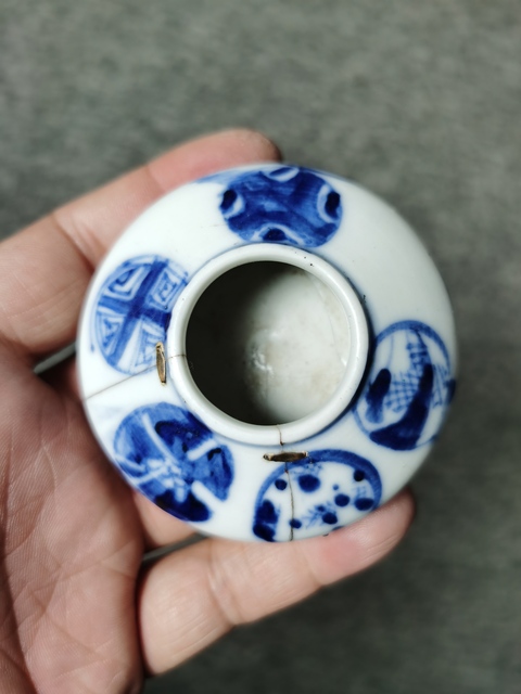 古玩陶瓷晚清青花水盂拍賣，當(dāng)前價(jià)格588元
