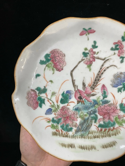 古玩陶瓷清·同治花鳥紋粉彩貢盤拍賣，當(dāng)前價(jià)格2500元