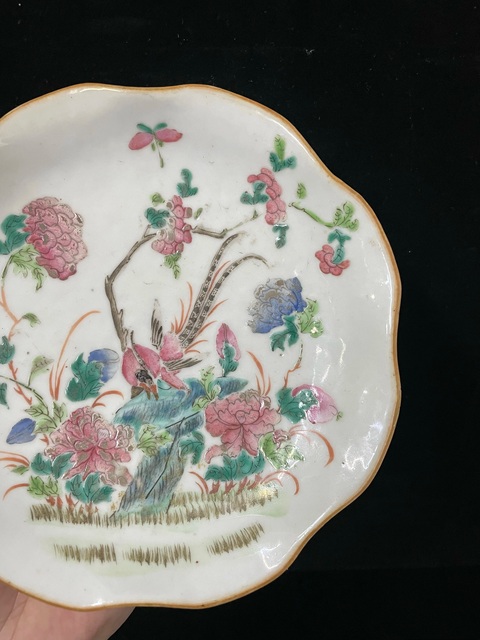 古玩陶瓷清·同治花鳥紋粉彩貢盤拍賣，當(dāng)前價(jià)格2500元