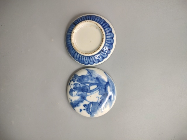古玩陶瓷清中晚期青花人物印泥盒拍賣,當前價格1888元