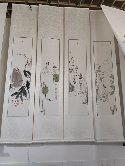 古玩字畫精工裝裱名家楊擁軍 人物四屏拍賣,當(dāng)前價(jià)格688元