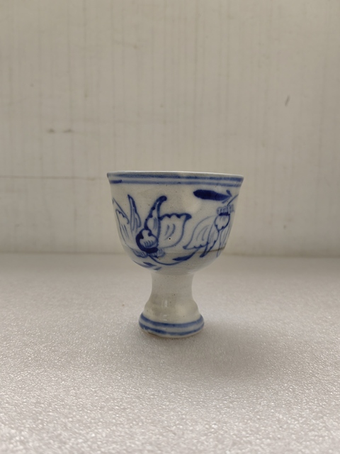 古玩陶瓷青花花卉紋高足杯拍賣,當前價格480元