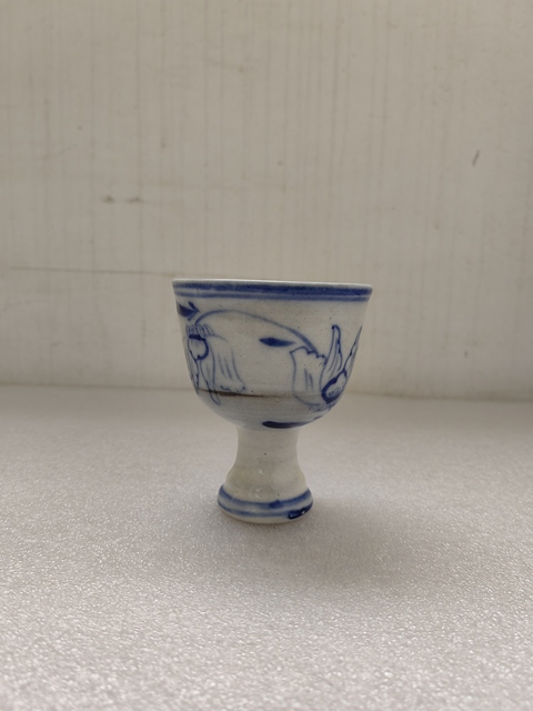 古玩陶瓷青花花卉紋高足杯拍賣,當前價格480元