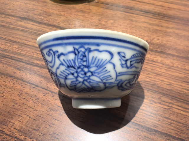 古玩陶瓷青花淡描花卉紋杯拍賣，當前價格1100元