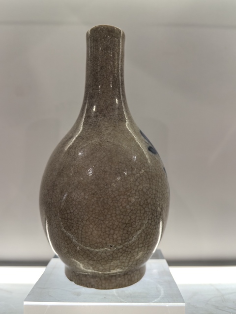 古玩陶瓷哥釉青花福壽紋膽式瓶拍賣,當前價格3800元
