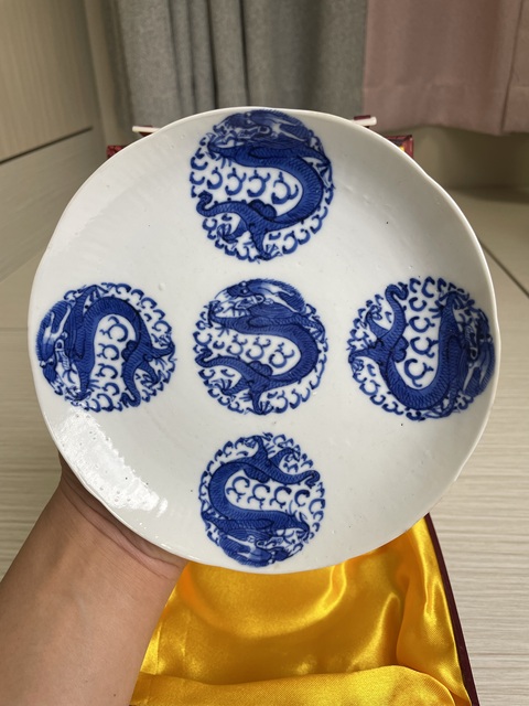 古玩陶瓷清道光 二級(jí)官青花團(tuán)龍紋盤(pán)拍賣(mài)，當(dāng)前價(jià)格2200元