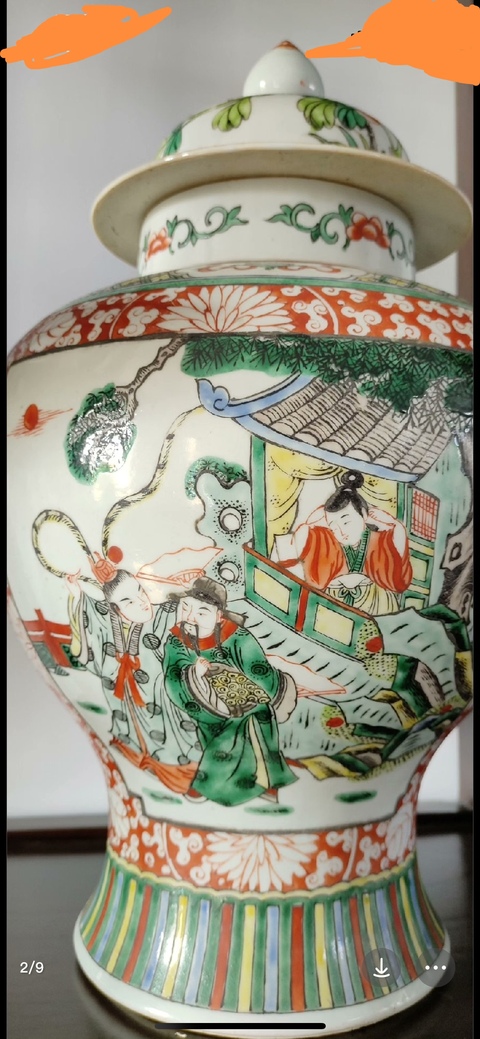 古玩陶瓷晚清五彩人物故事將軍罐拍賣，當(dāng)前價(jià)格38888元