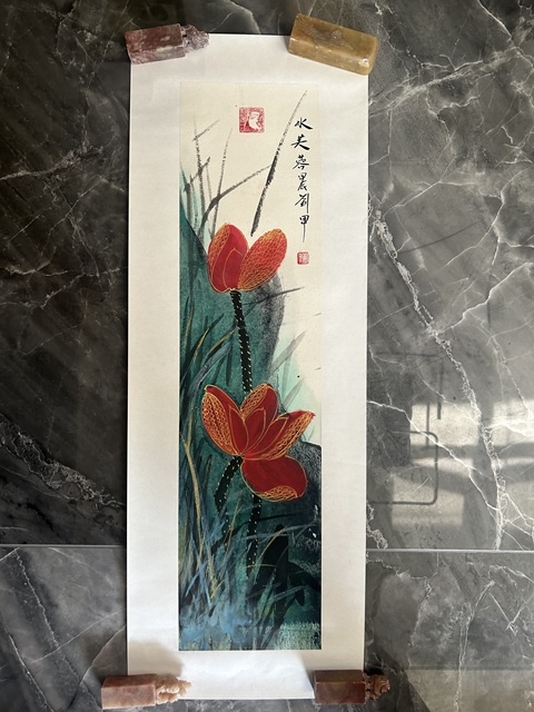 古玩字畫劉甲《重彩荷花》拍賣,當前價格855元