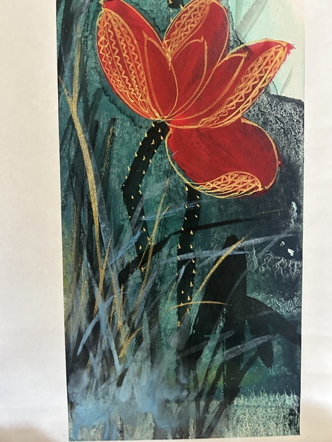 古玩字畫劉甲《重彩荷花》拍賣,當前價格855元