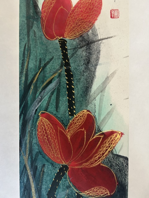 古玩字畫劉甲《重彩荷花》拍賣,當前價格855元