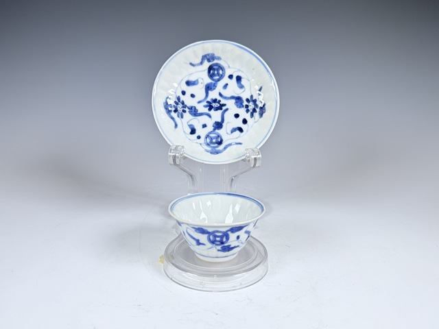 古玩陶瓷清康熙·青花金錢紋杯碟一套拍賣,當(dāng)前價(jià)格3900元