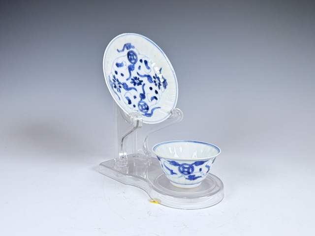 古玩陶瓷清康熙·青花金錢紋杯碟一套拍賣,當(dāng)前價(jià)格3900元