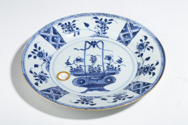 古玩陶瓷清康熙·青花花籃紋折沿盤拍賣,當(dāng)前價(jià)格0元
