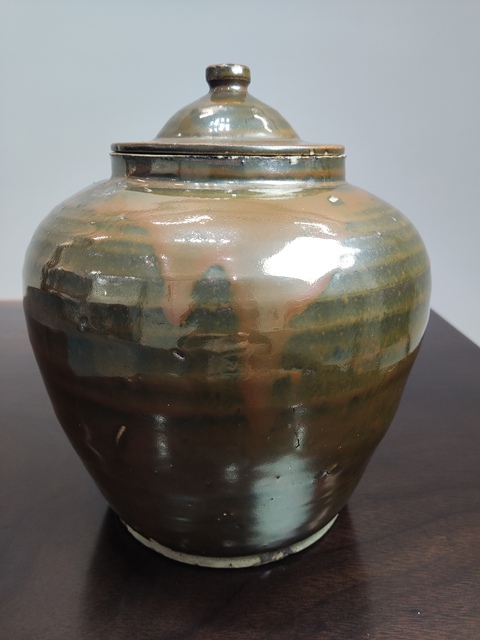 古玩陶瓷精品:明代定窯系紫金釉柿紅斑茶葉罐（1368年-1644年）拍賣，當(dāng)前價格3600元