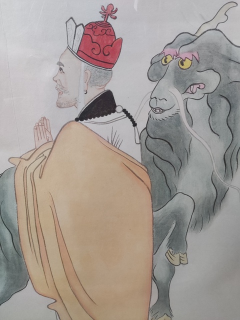 古玩字畫手工精裱夏銘見周仁輝等名家合作羅漢圖拍賣,當前價格588元