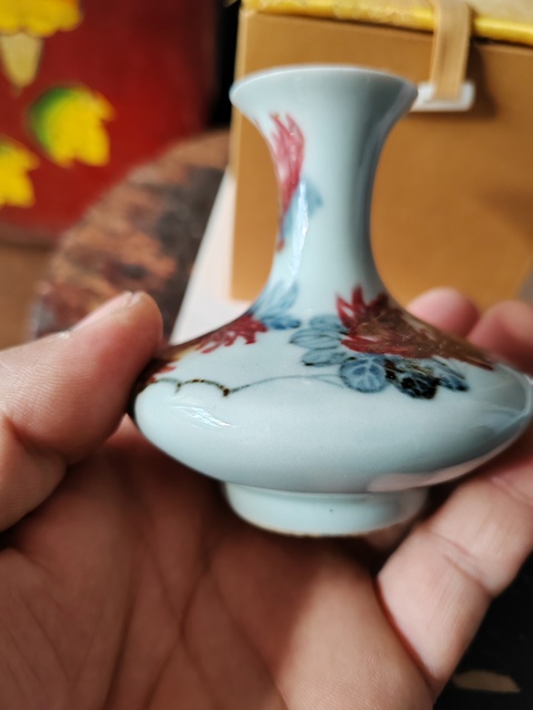 古玩陶瓷晚清民國青花釉里紅荸薺瓶拍賣,當前價格2999元