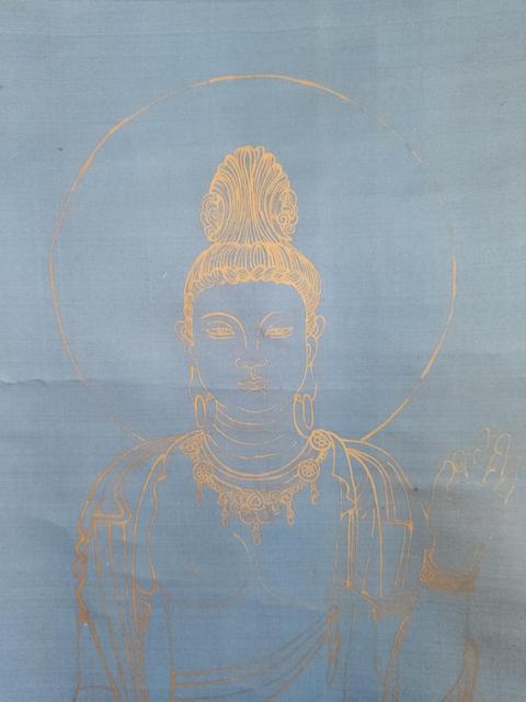 古玩字畫張文君先生 金粉描金無量壽佛像 手工原裱立軸拍賣,當前價格688元