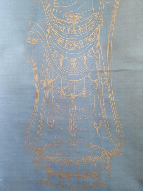古玩字畫張文君先生 金粉描金無量壽佛像 手工原裱立軸拍賣,當前價格688元