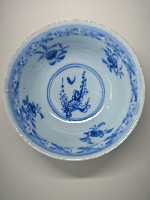 古玩陶瓷明空白期青花月影梅紋茶碗拍賣,當前價格7654元