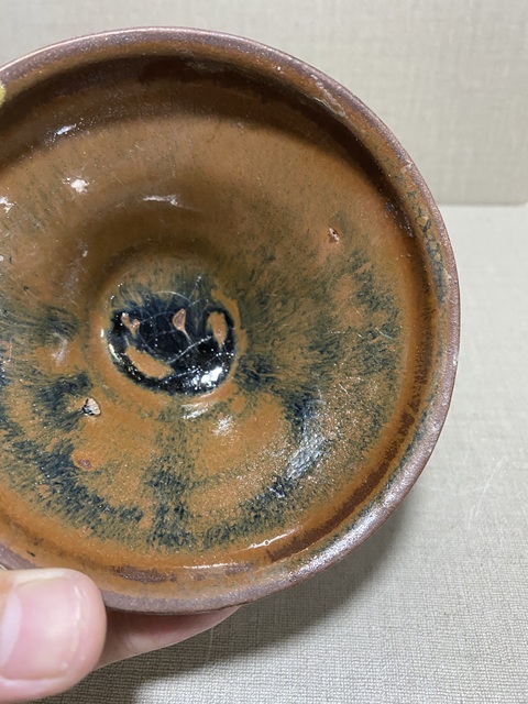 古玩陶瓷宋代窯變釉福清窯兔毫束口盞拍賣，當前價格880元