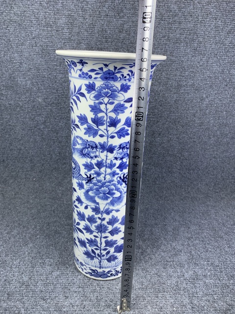 古玩陶瓷青花雙龍穿花紋大箭筒拍賣,當前價格5999元