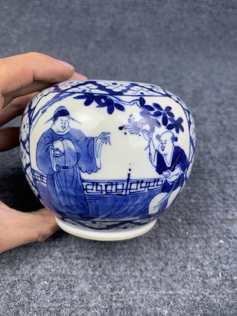 古玩陶瓷晚清青花加官晉爵大水洗拍賣，當前價格5888元