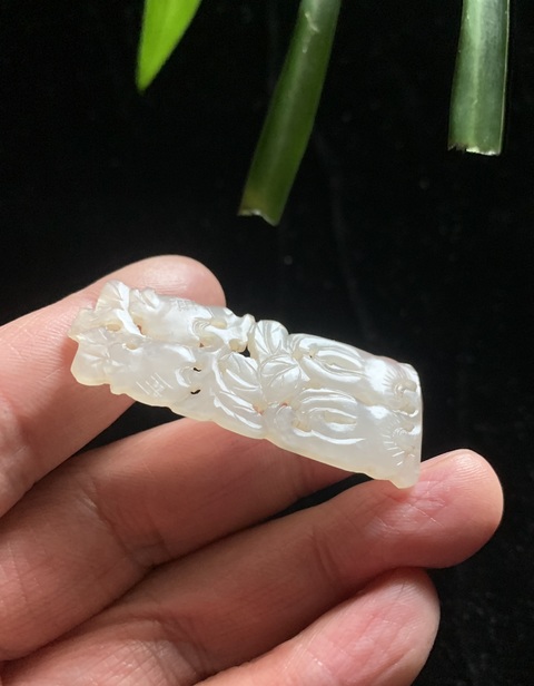 古玩玉器清代和田玉雕“福壽佩”拍賣，當前價格2800元
