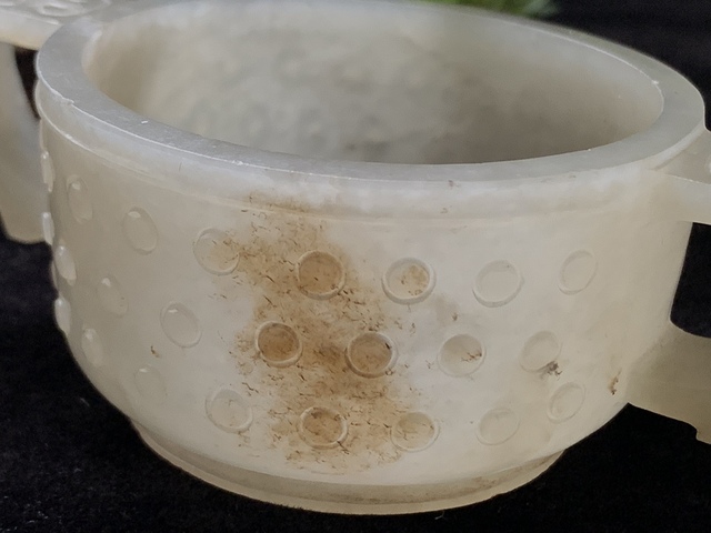 古玩玉器明代和田玉雕“雙執(zhí)耳杯”拍賣，當前價格25500元