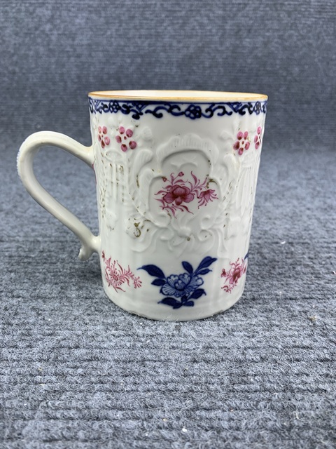 古玩陶瓷青花胭脂紅描金馬克杯拍賣，當前價格1888元