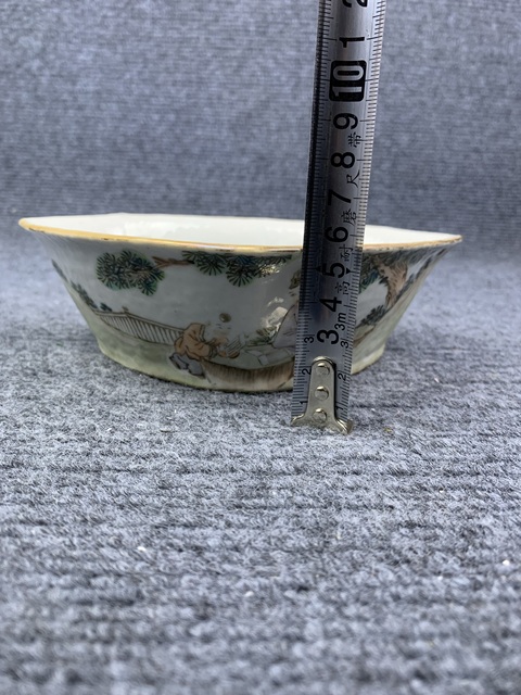 古玩陶瓷淺降彩高士童子角碗拍賣,當前價格1588元
